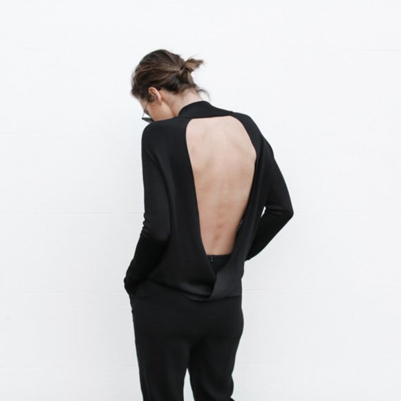 NWOT $540 Sz 2 Dion Lee Black Sleeveless Mock Turtleneck Open Back Top - Picture 8 of 8